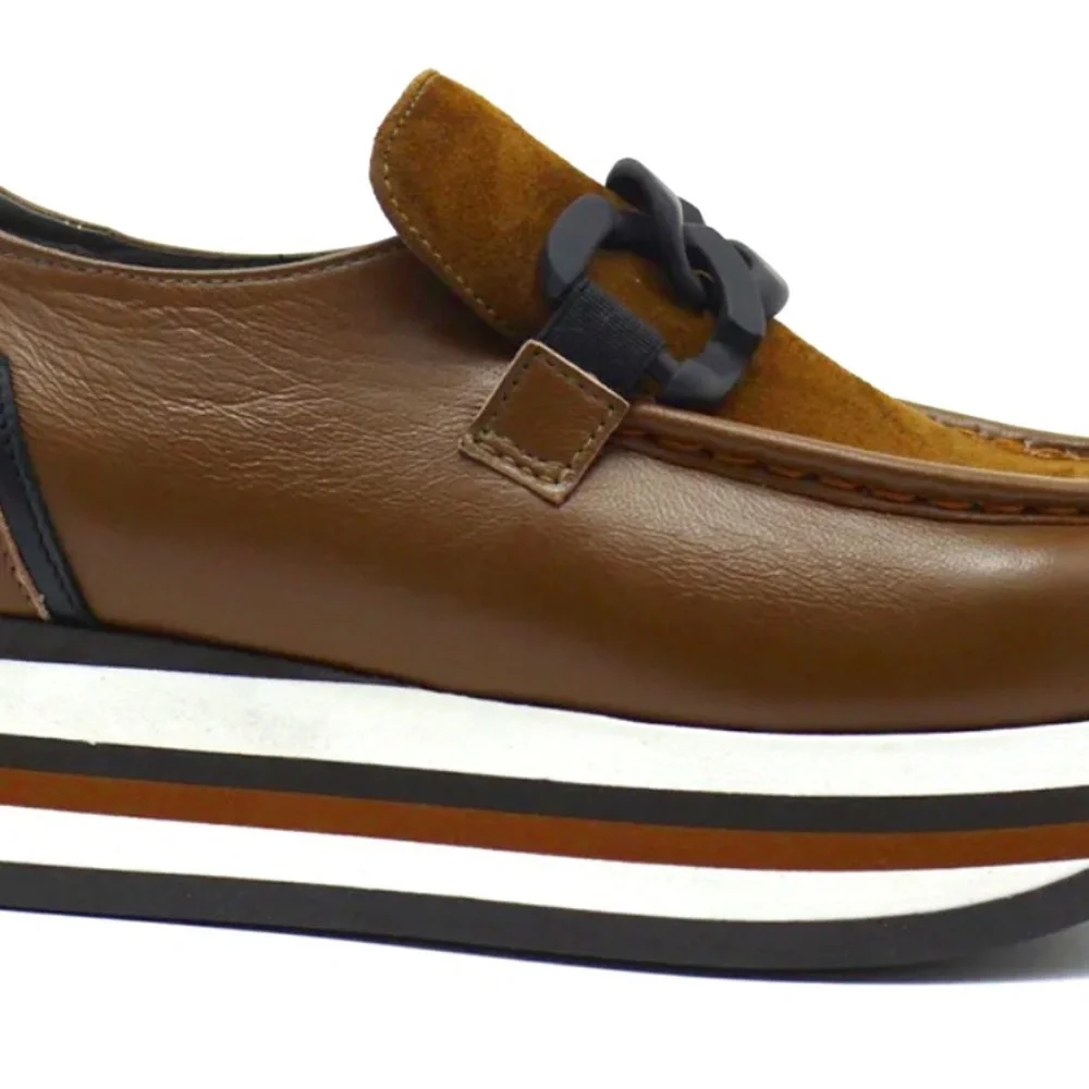 Brown Leather Wedge Loafers - Picture 2 of 7